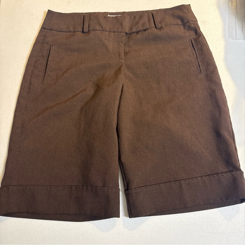WOMENS‎ SIZE 9 VINTAGE SHORTS BERMUDA BROWN CUFF SLACKS SPEECHLESS Y2K